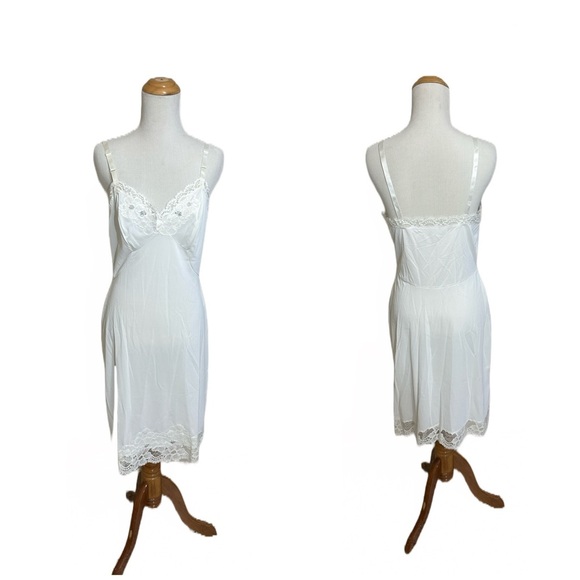 Vintage 60s Shadowline Full Slip Sz 34 Lingerie Lace Trim - Picture 1 of 8